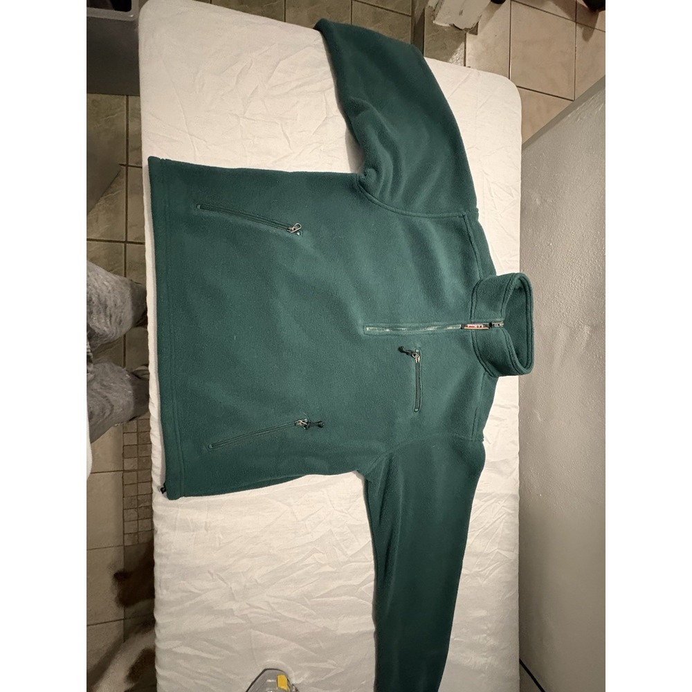 Vintage L.L. Bean Green Fleece Pullover Quarter Zip Jacket Size L
